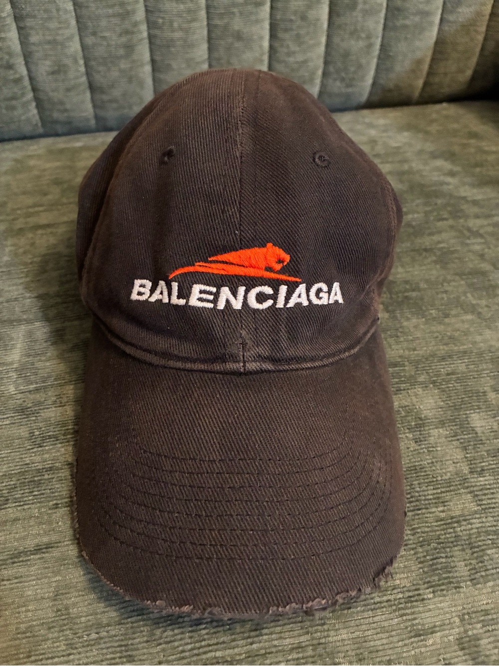 Balenciaga Black Cap with Orange Emblem